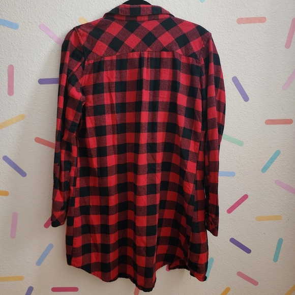 Ci Sono by Cavalini Buffalo Check Button Up Tunic shirt Size LARGE - Picture 3 of 5